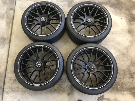 OEM Mercedes-Benz C63 AMG 19” Wheel & Tire Set – Matte Black